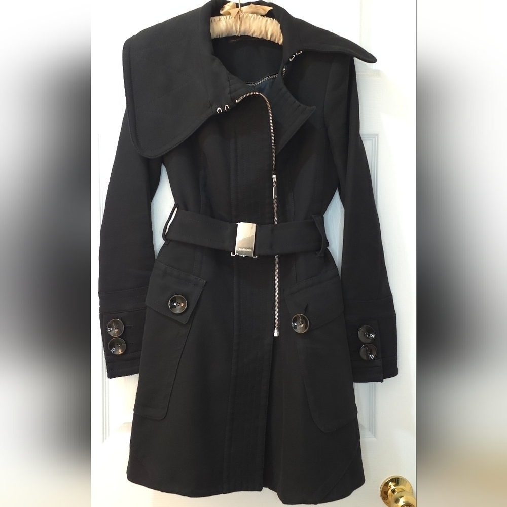 Zara Military Style Trench Coat Cotton Blend Size S No Stretch - Picture 2 of 13